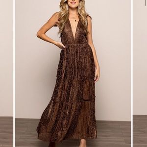 Sabina Musayev bronze Helena dress